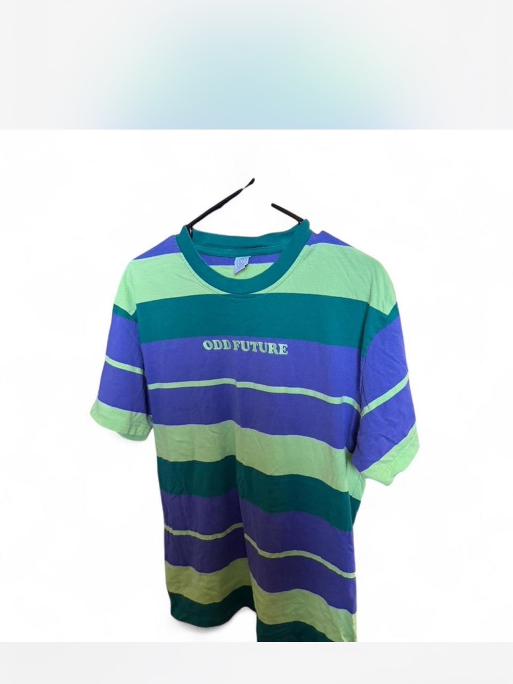 Odd Future Striped Crew Neck T-Shirt - Green & Purple